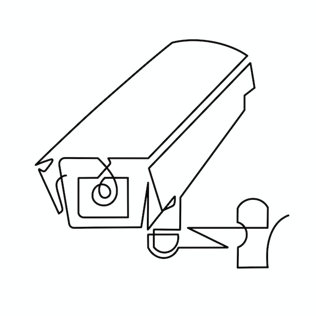 Vector continuous one line CCTV illustration