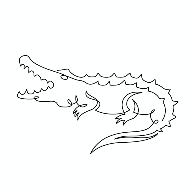 Vector vector continuous one line crocodile illustration