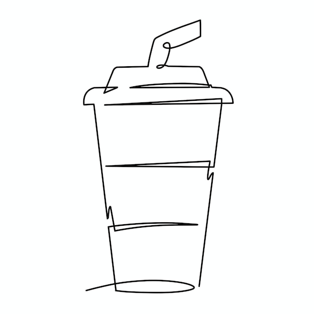 Vector continuous one line Cup Strawless illustration