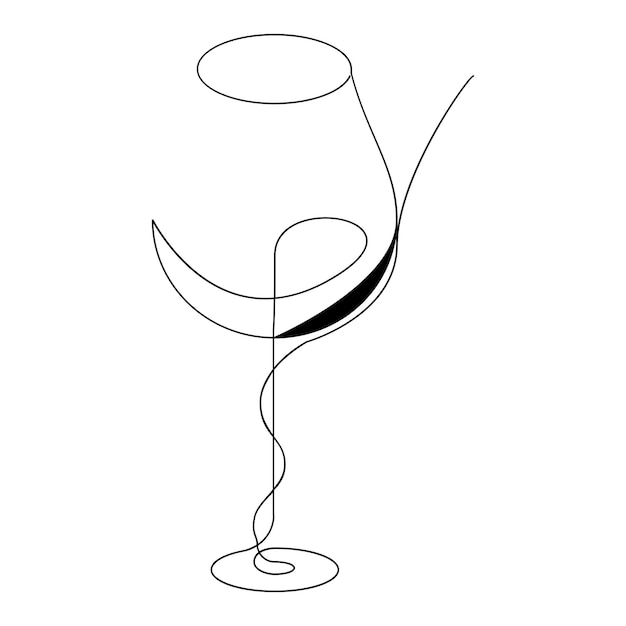 Vettore disegno vettoriale continuo di una linea di applausi, vetri di vino, illustrazione artistica del concetto di celebrazione