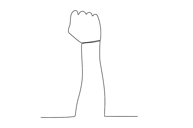 Vector vector continuous one line drawing hand gesture hand fist concept single line draw design vector gra