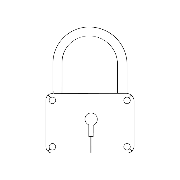 Vector vector continuous in one line drawing of padlock concept of opportunity success solution sign