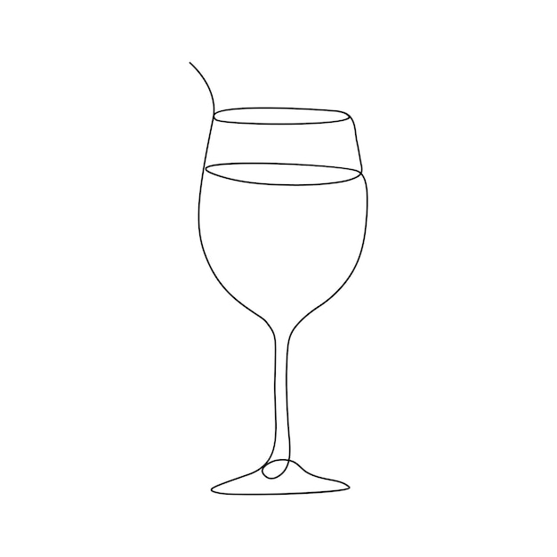 Векторный непрерывный рисунок одной линии бокала для вина лучше всего использовать для логотипа, плаката, баннера и фона