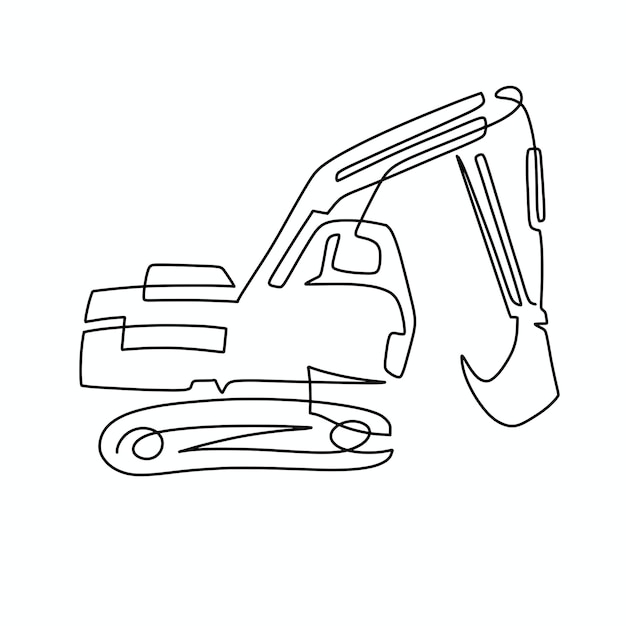 Vector vector continuous one line excavator illustration