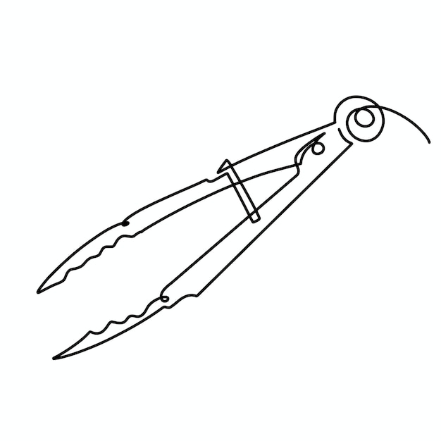 Vector continuous one line fried tongs illustration