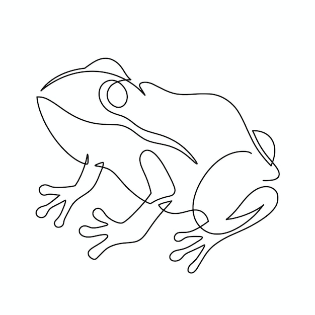 Vector continuous one line frog illustration