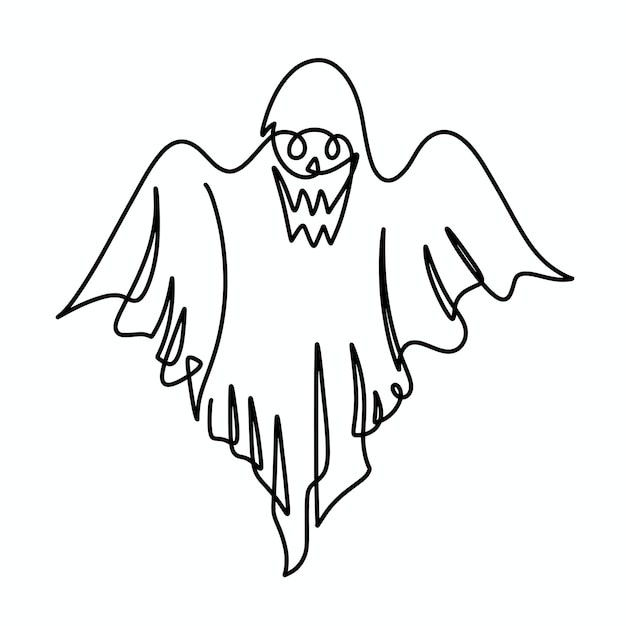 Vector continuous one line ghost illustration