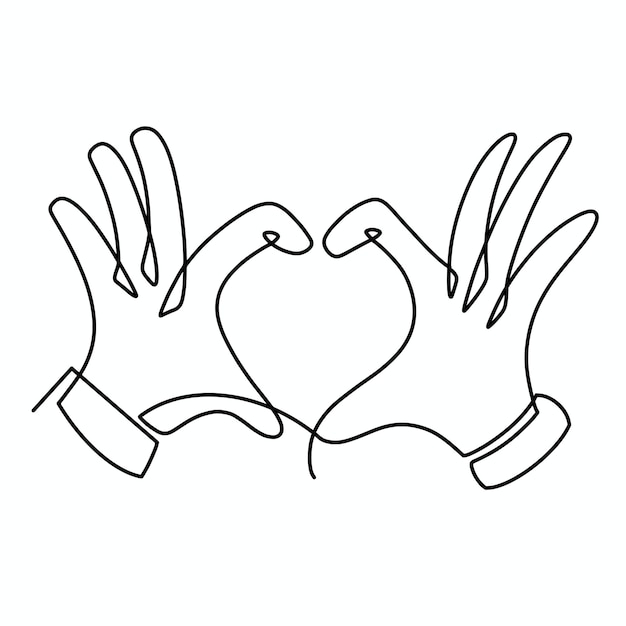 Vector continuous one line hand love illustration