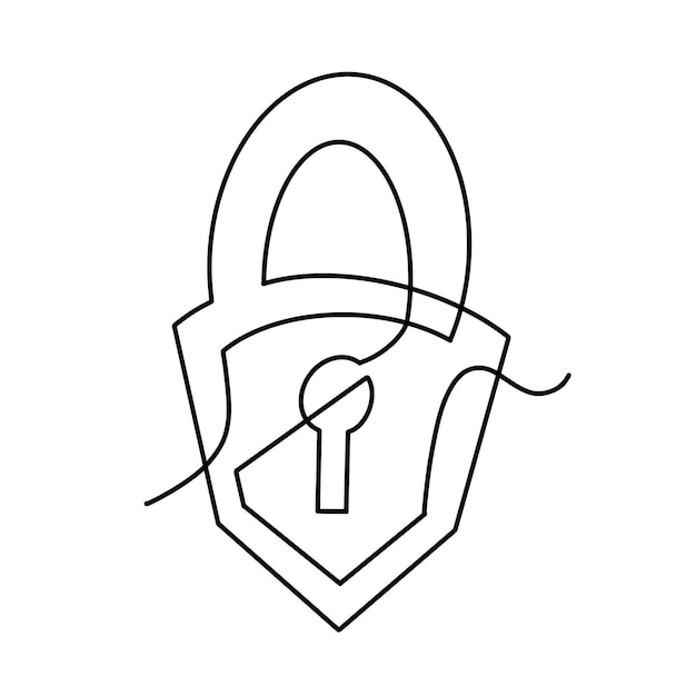 Vector continuous one line Padlock illustration