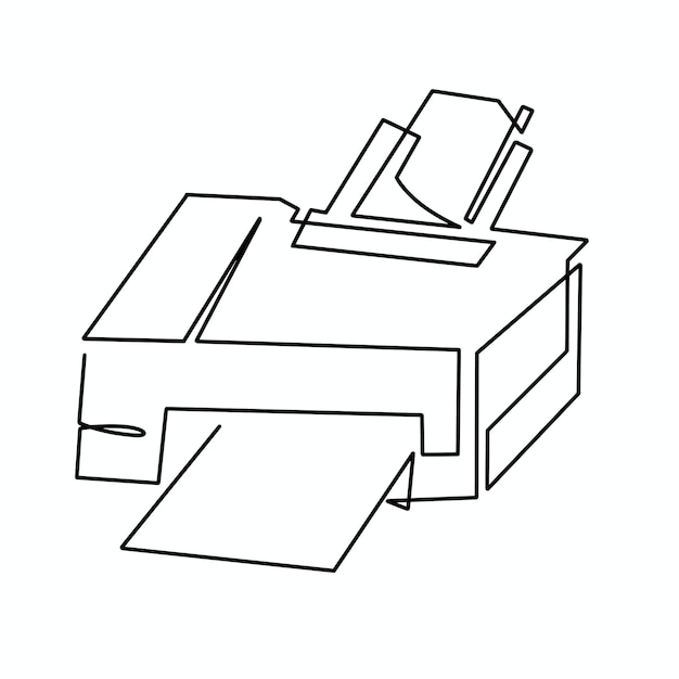 Vector vector continuous one line printer illustration