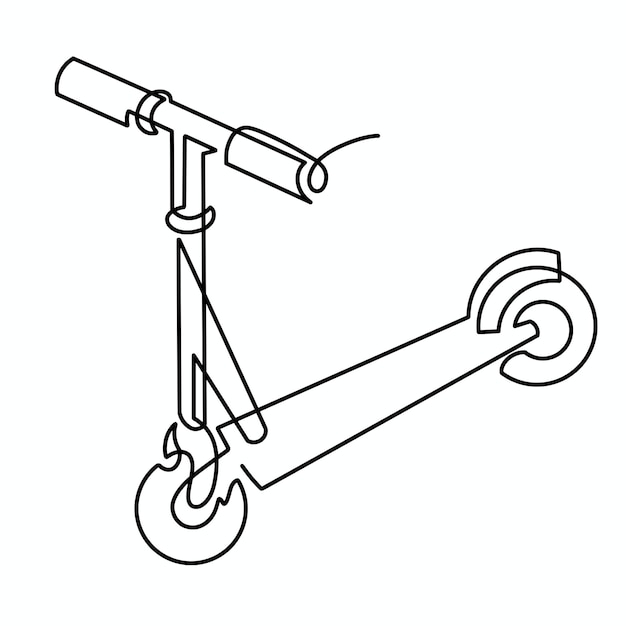 Vector continuous one line scooter illustration