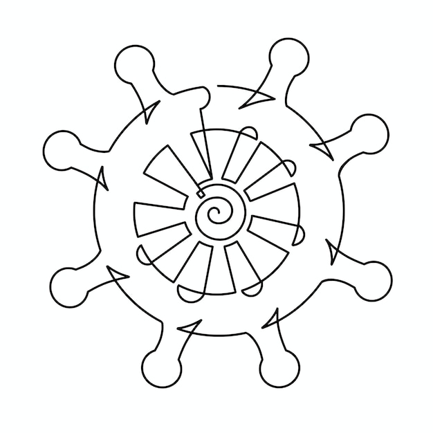 Vector continuous one line ships steering wheel illustration