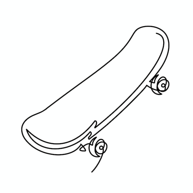 Vector continuous one line skateboard illustration