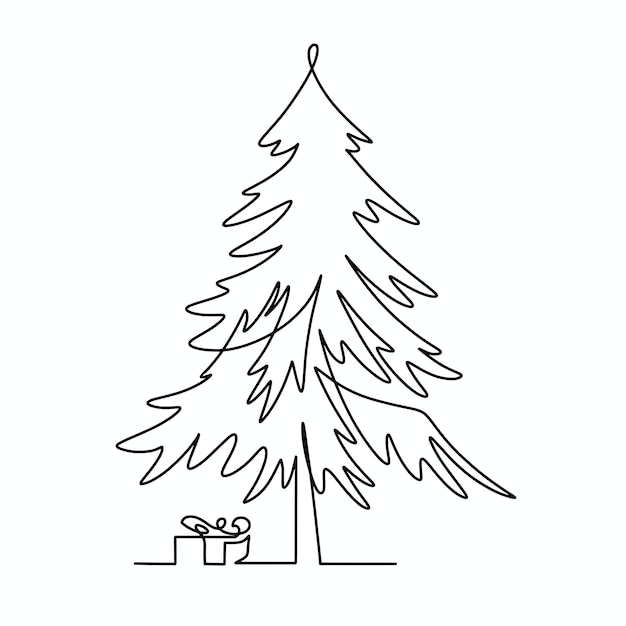 Vector continuous one line spruce illustration