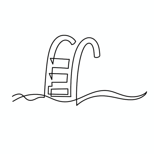 Векторная непрерывная иллюстрация лестницы в одну линию бассейна