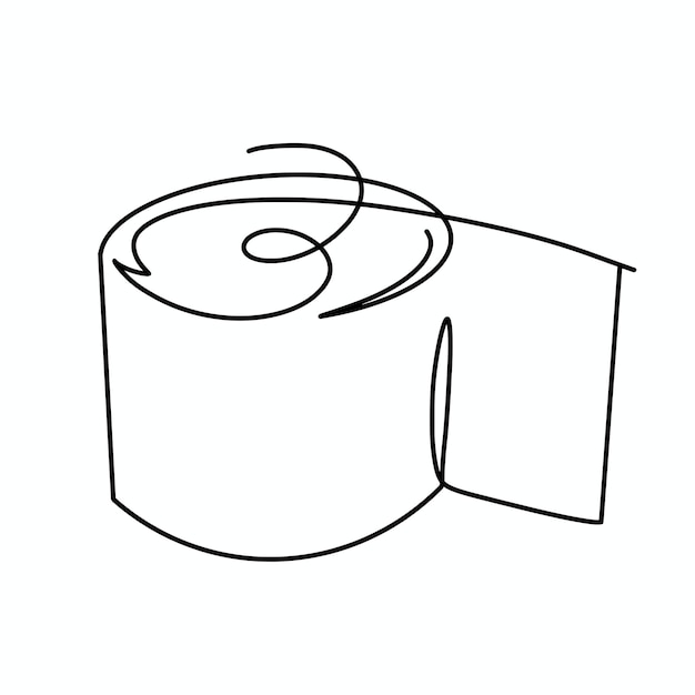 Vector continuous one line toilet paper illustration