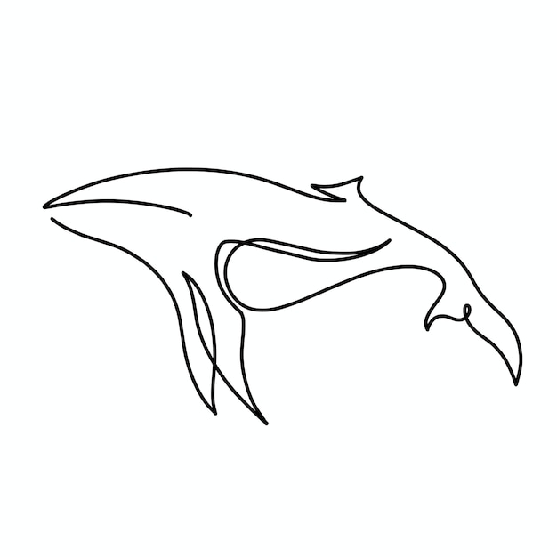 Vector continuous one line Whale illustration