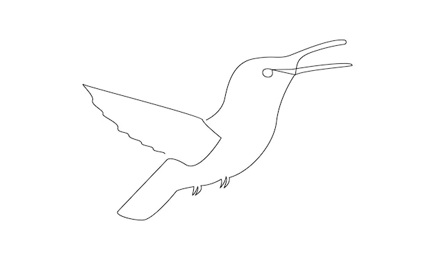 Vector continuous one simple abstract line drawing of humming bird isolated on a white background