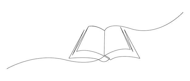 Vector continuous one simple single abstract line drawing of Book educational concept minimalist des