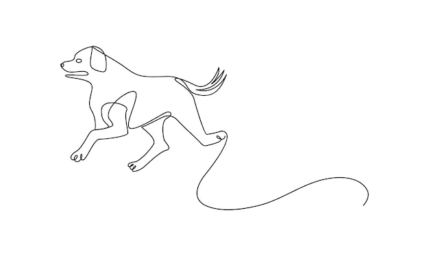 Vector vector continuous one simple single abstract line drawing of dog pet animal isolated on a white back