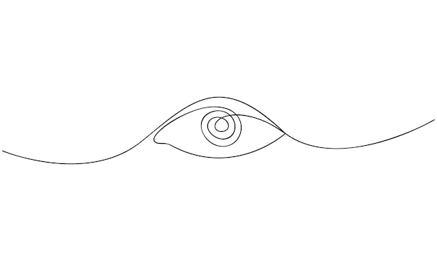 Vector vector continuous one simple single abstract line drawing of eye wih retina outline design isolated