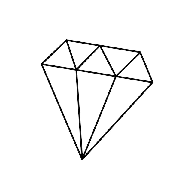 Vector Contour black and white drawing of a cut diamond