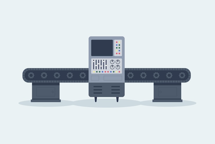 Vector vector conveyor belt machine illustration