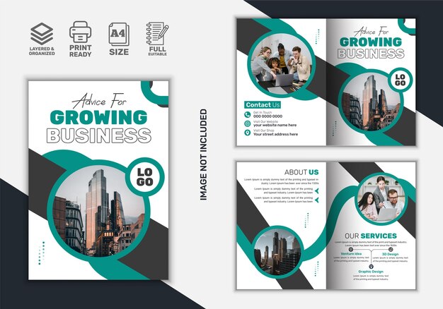 Modello di progettazione di brochure aziendale bi-fold vector