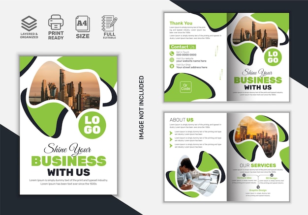 Vector corporate business bi fold brochure design template