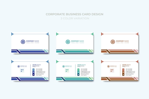 Векторный дизайн корпоративной визитки с трехцветной темой