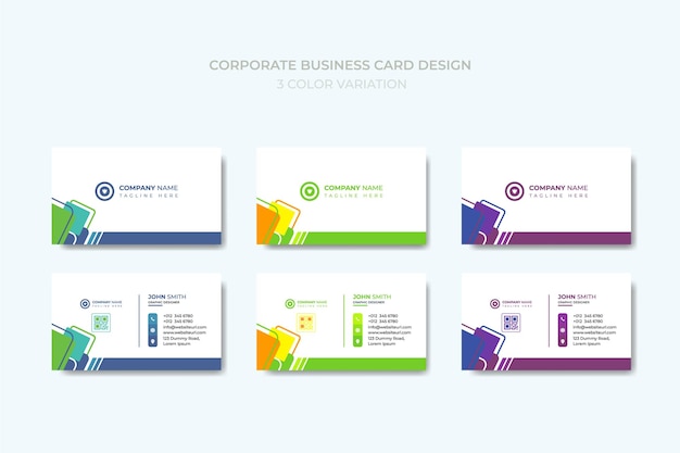 Vector corporate business card design with 3 color theme