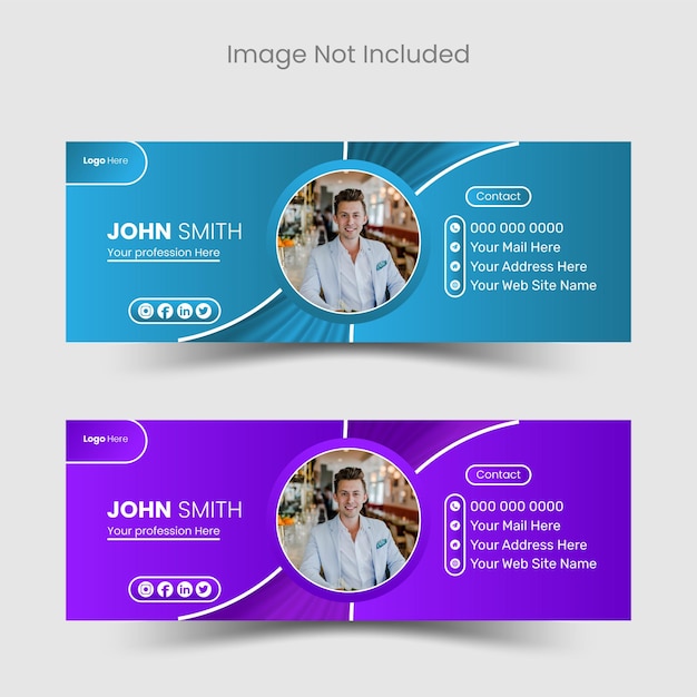 Vector corporate business email signature or personal facebook cover page template
