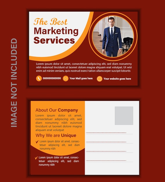Vector corporate business or marketing agency postcard template