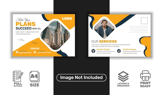 Vector corporate business postcard design and modern postcard vector template