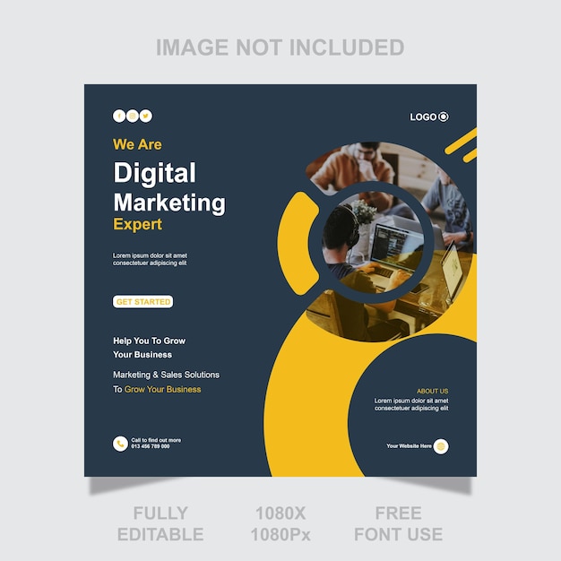 Vector corporate digital marketing agency social media post and banner template