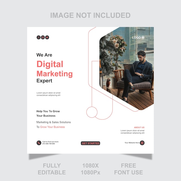 Vector corporate digital marketing agency social media post and banner template