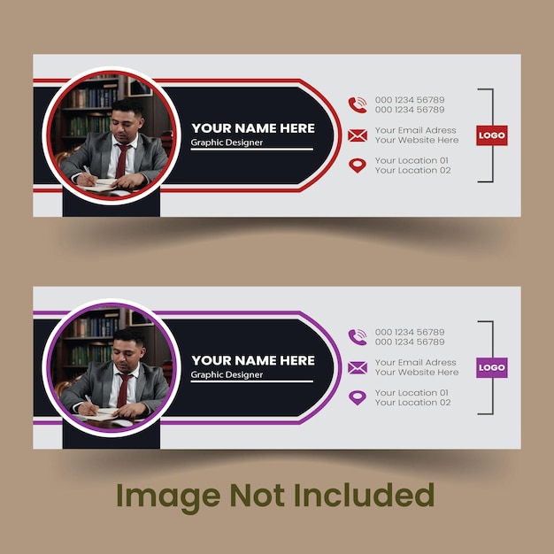 Vector corporate email signature or footer template design with personal details