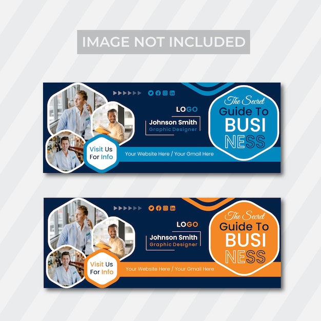 Vector corporate facebook cover design template in blue and orange color