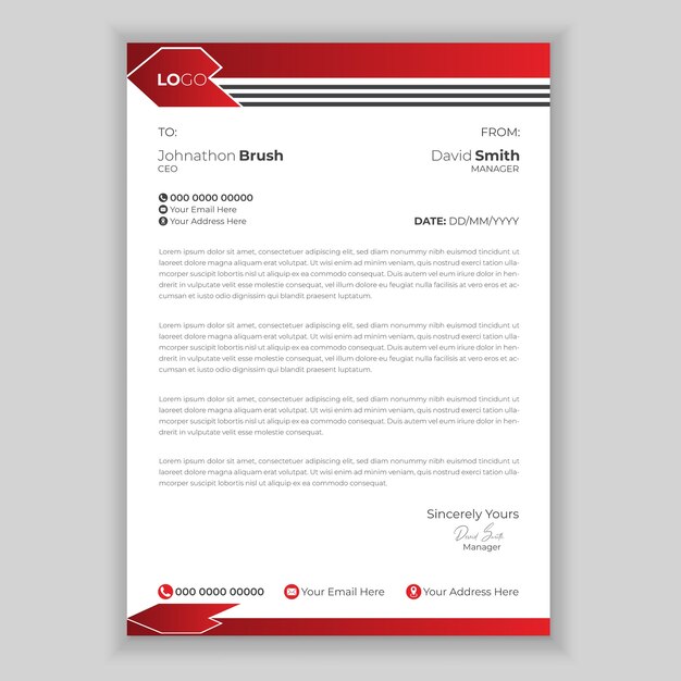 Vector corporate letterhead ontwerp sjabloon met unieke en minimalistische lay-out