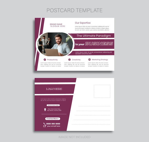 Vector vector corporate postcard design template for business agency