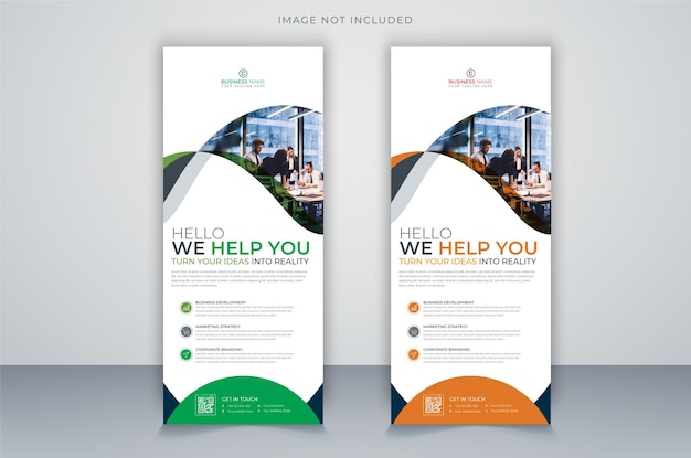 Vector corporate x banner pull up roll up banner standee template with creative shapes and idea