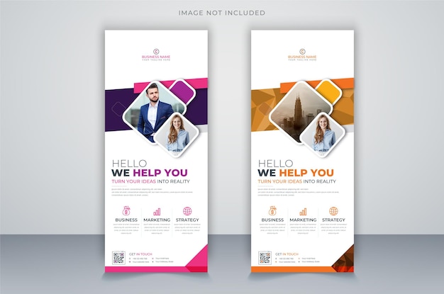 Vector corporate x banner pull up roll up banner standee template with creative shapes and idea