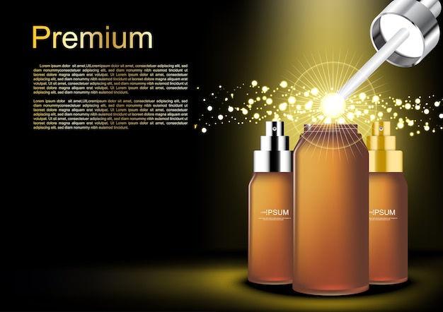 Vector cosmetic ads set of essence serum