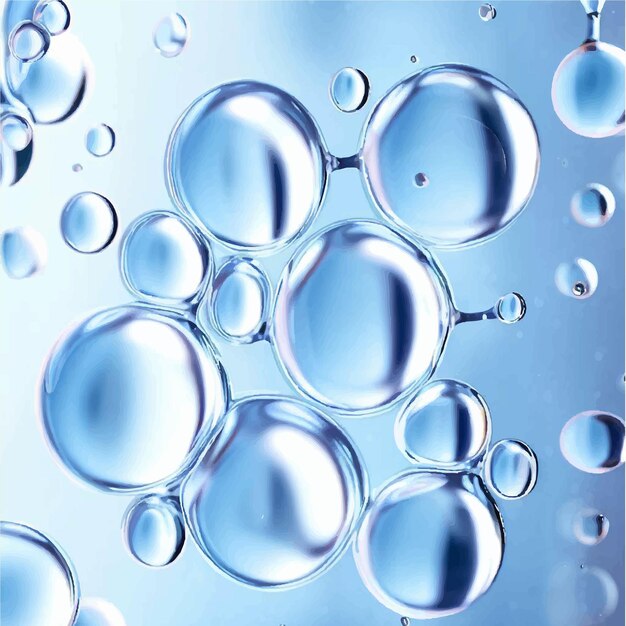 Vector vector cosmetic essence liquid bubble molecule antioxidant of liquid bubble on water 3d background