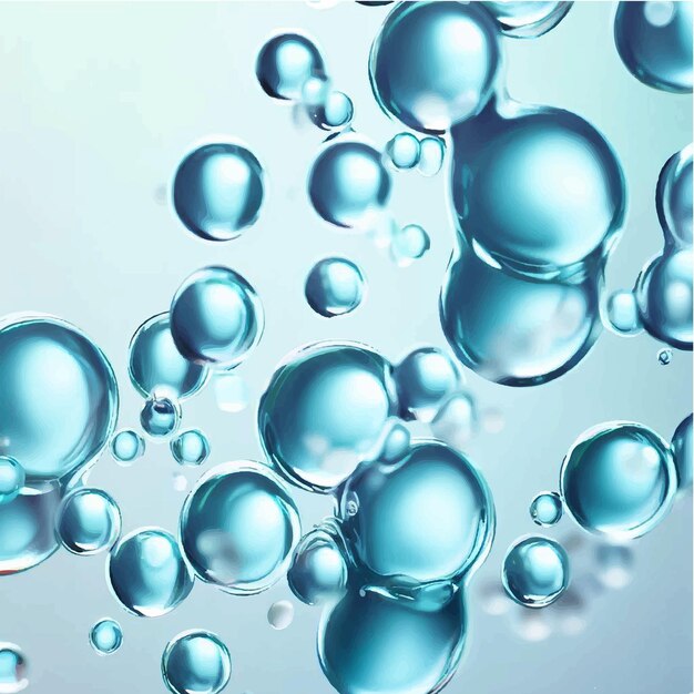 Vector Cosmetic essence liquid bubble molecule antioxidant of liquid bubble on water 3d background