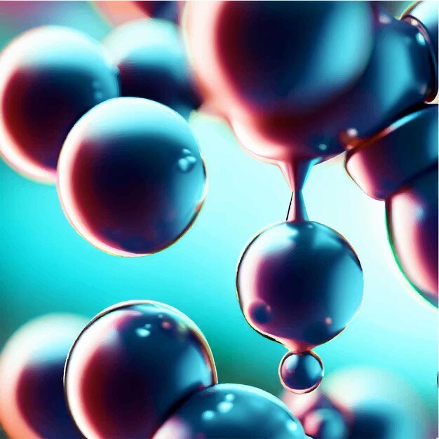 Vector vector cosmetic essence liquid bubble molecule antioxidant of liquid bubble on water 3d background