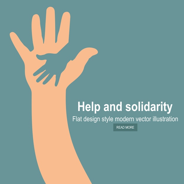 Векторное покрытие двумя руками, помощь и солидарность