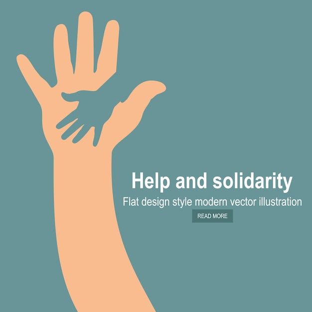 Vector cover two hands, help and solidarity