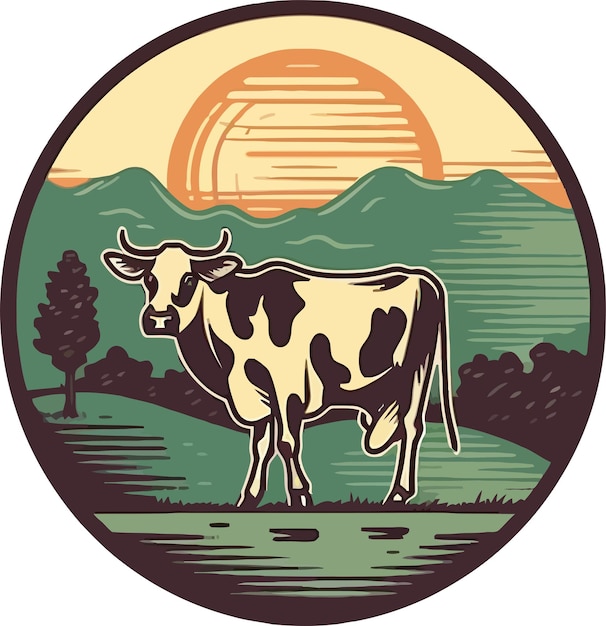 Vector of cow in farm logo