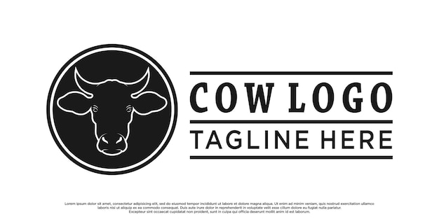 Вектор дизайна логотипа головы коровы Premium векторы